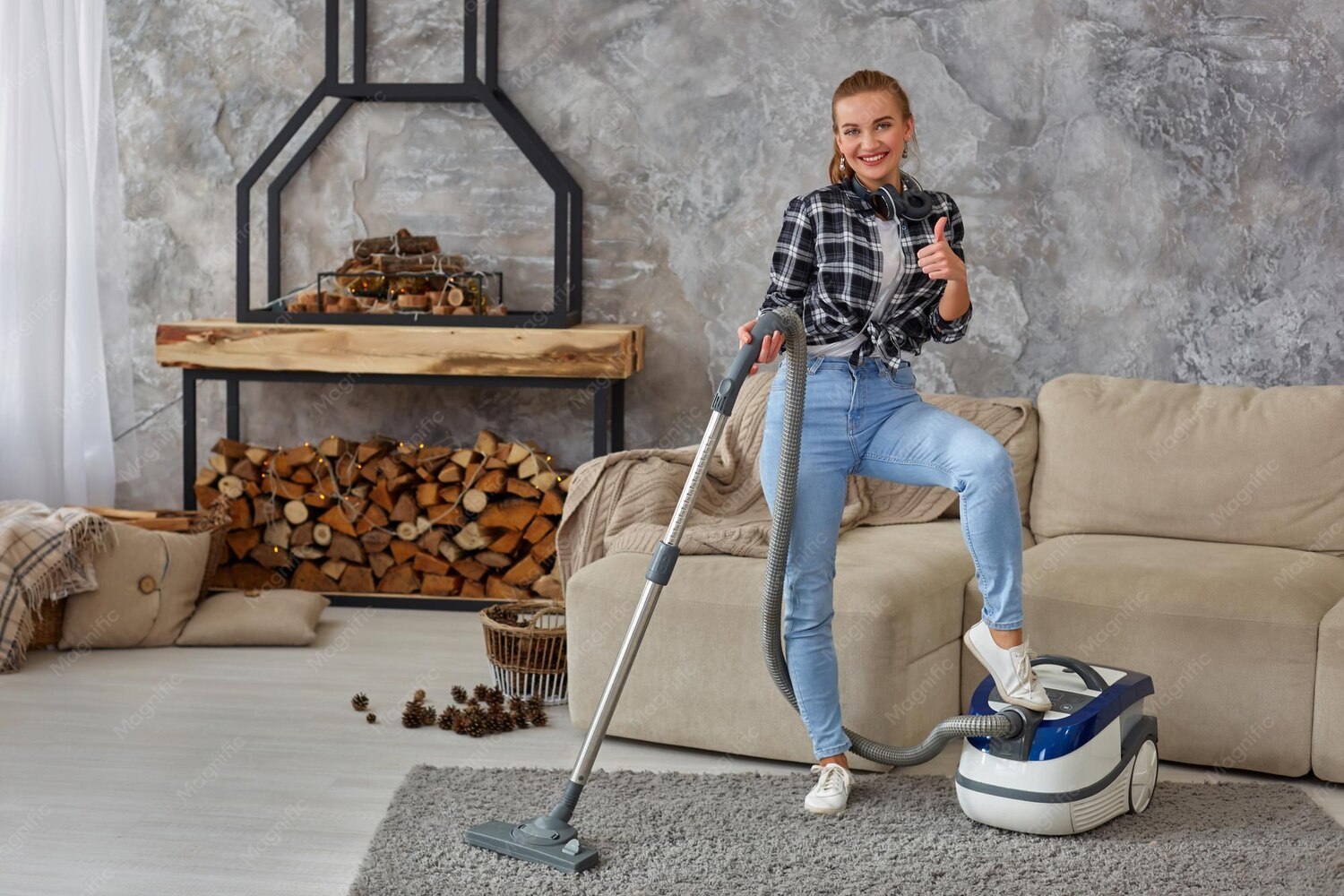 Carpet cleaning in a home